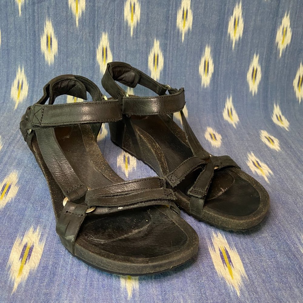 Teva Ventura Cork Sandals Black Size 8